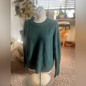 Gap Dark Green Teal Evergreen Women's Sweater raglan sleeve neck detail soft